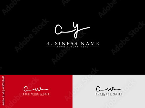 Minimalist CY Handwritten Logo, Signature Cy yc Letter Logo Icon Design For luxury boutique fashion premium photography business photo