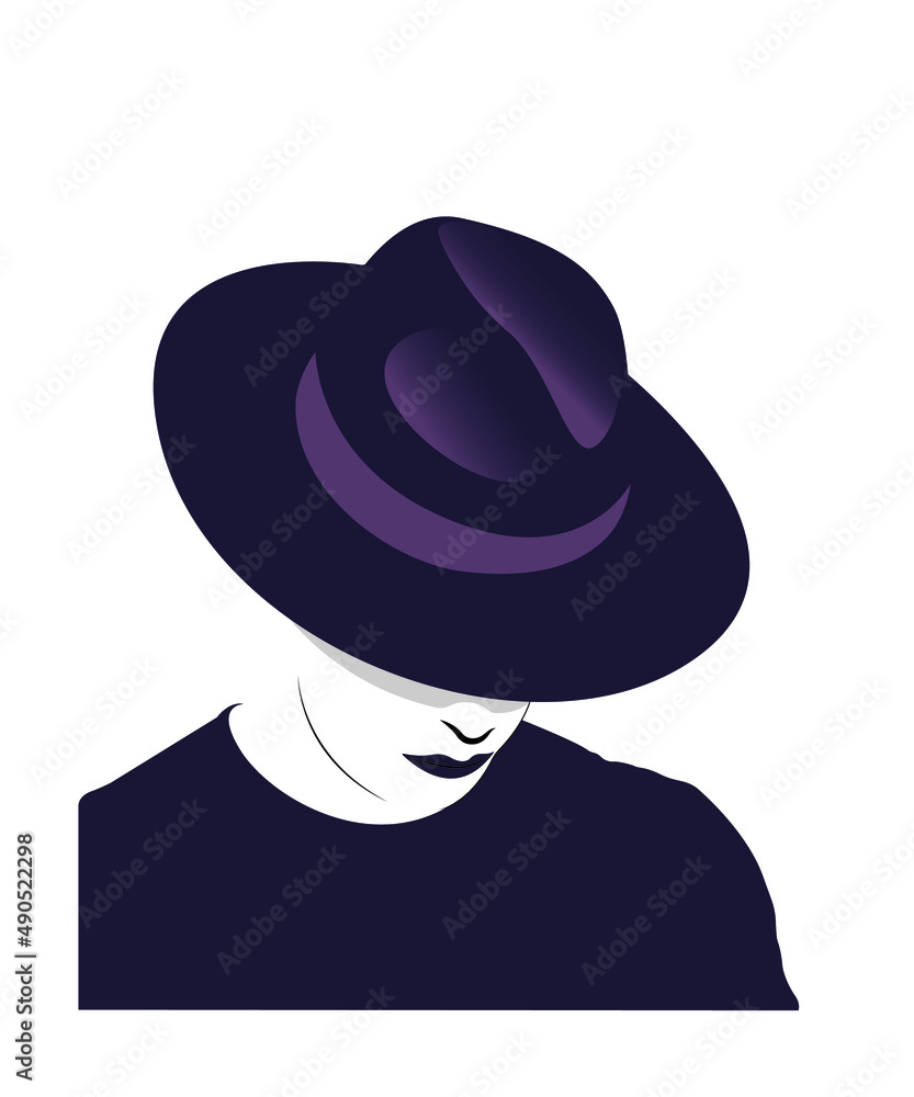 illustration sketch of a man in a blue hat covering her eyes, Fashion  illustration logo man in hat Stock Vector | Adobe Stock