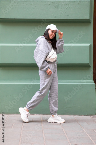 woman model in baggy cloth outfit