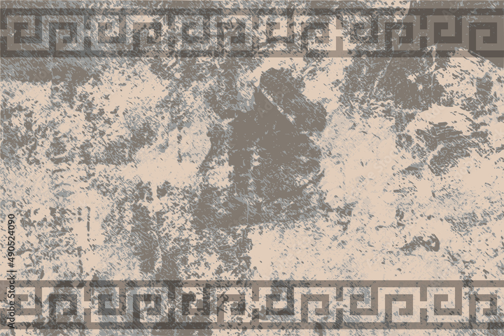 Fototapeta premium Vector background in grunge style, shades of brown. Ancient ethnic pattern.
