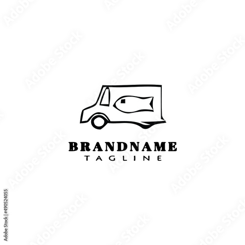 food truck logo cartoon icon design template black isolated vector illustration