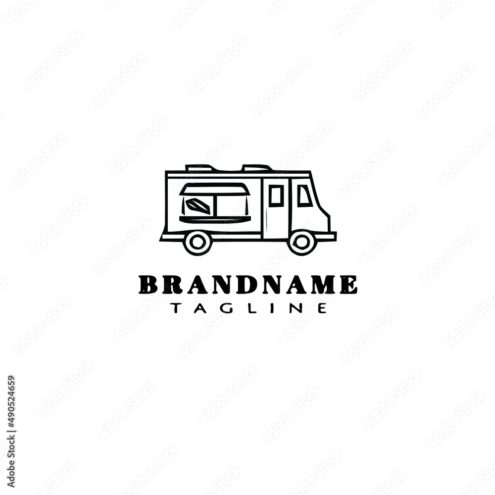 food truck logo cartoon icon design template black isolated vector illustration food truck logo cartoon icon design template black isolated vector illustration