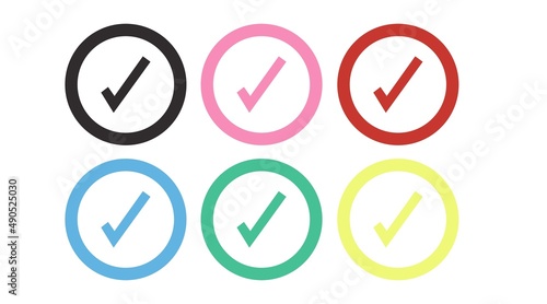 Check Icon Set. Vector isolated editable color icons set