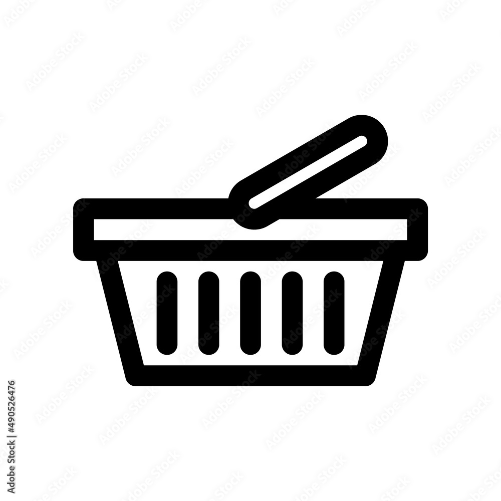 Shop basket line icon. Outline market buy symbol. Supermarket purchase sign in linear style. Editable stroke. Vector graphics Shop basket line icon. Outline market buy symbol. Supermarket purchase sign in linear style. Editable stroke. Vector graphics