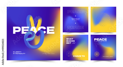 Peace Instagram Quotes. Yellow and Blue Background