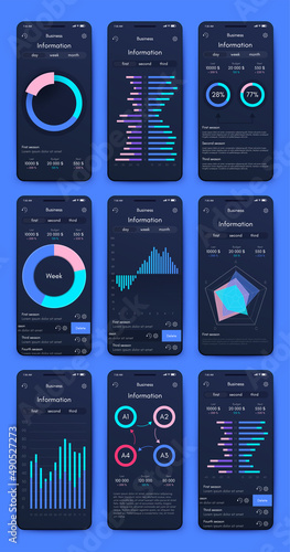 Vector graphics infographics with mobile phone. Template for creating mobile applications, workflow layout, diagram, banner, web design, business reports