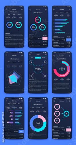 Vector graphics infographics with mobile phone. Template for creating mobile applications, workflow layout, diagram, banner, web design, business reports