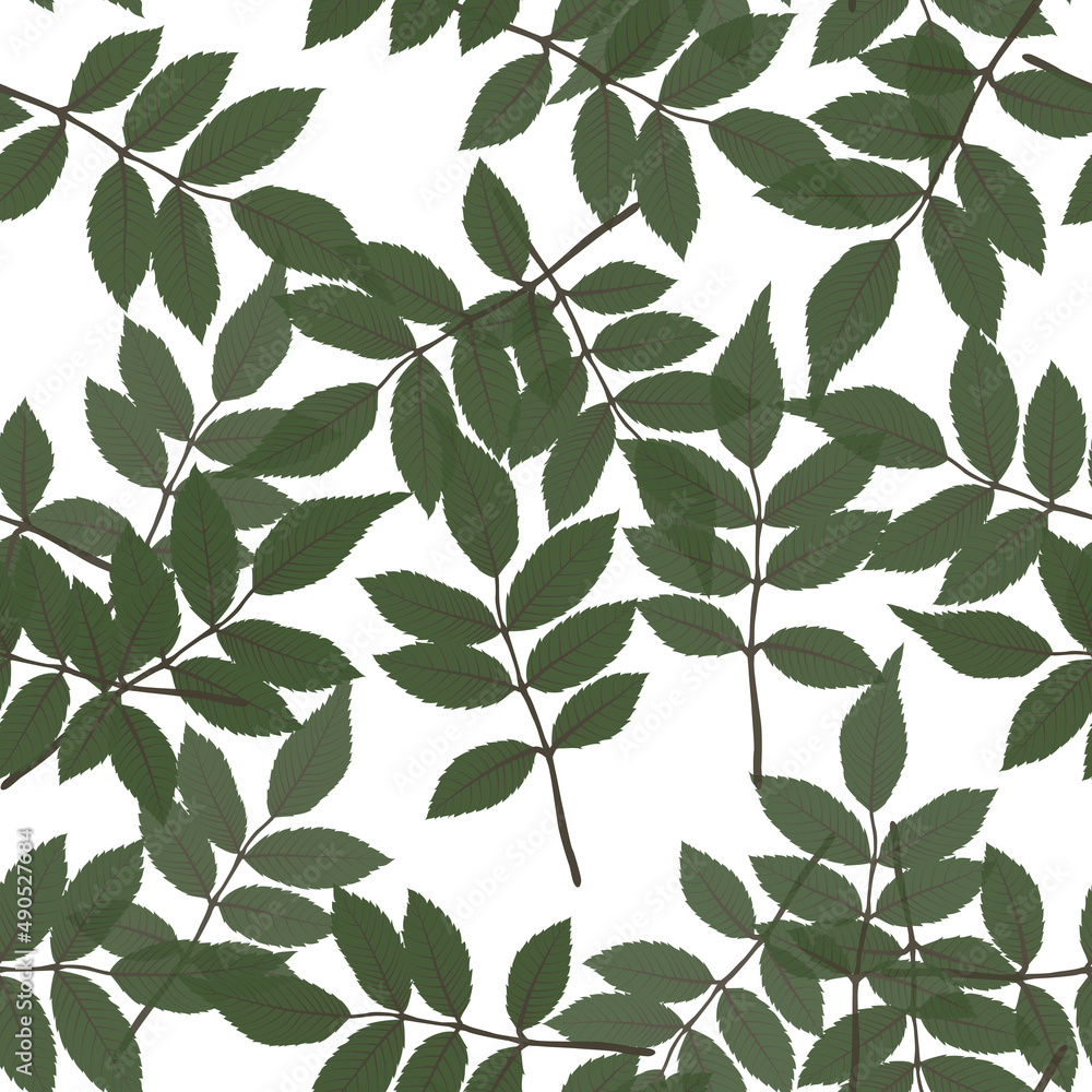 Fototapeta premium Natural Leaves Seamless Pattern Background. Illustration