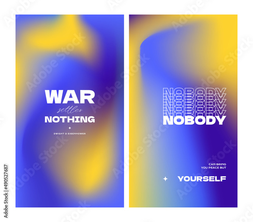 Peace Instagram Quotes. Yellow and Blue Background photo