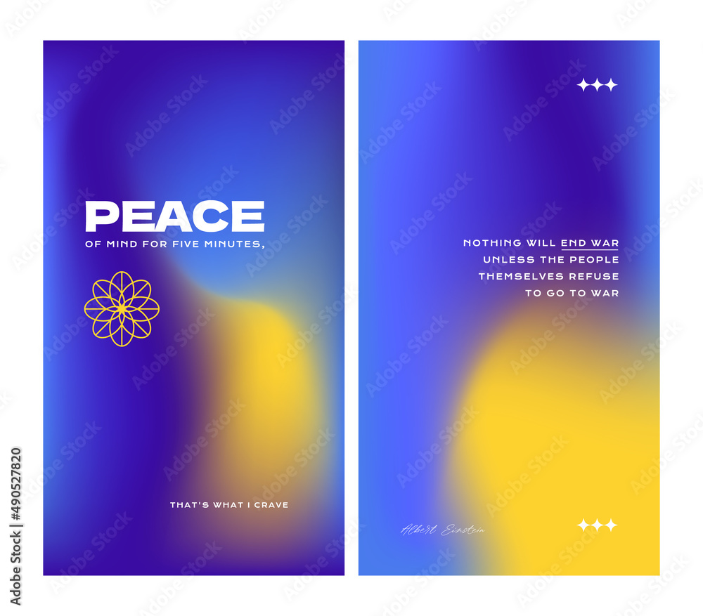 Peace Instagram Quotes. Yellow and Blue Background