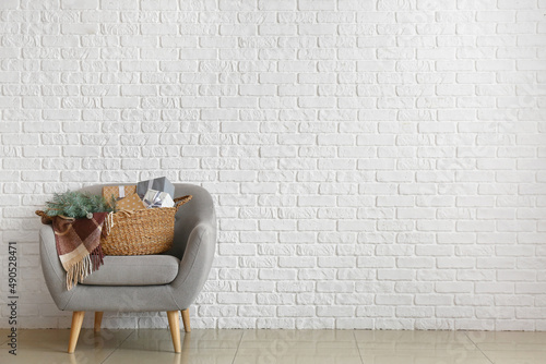 Cozy armchair with christma...