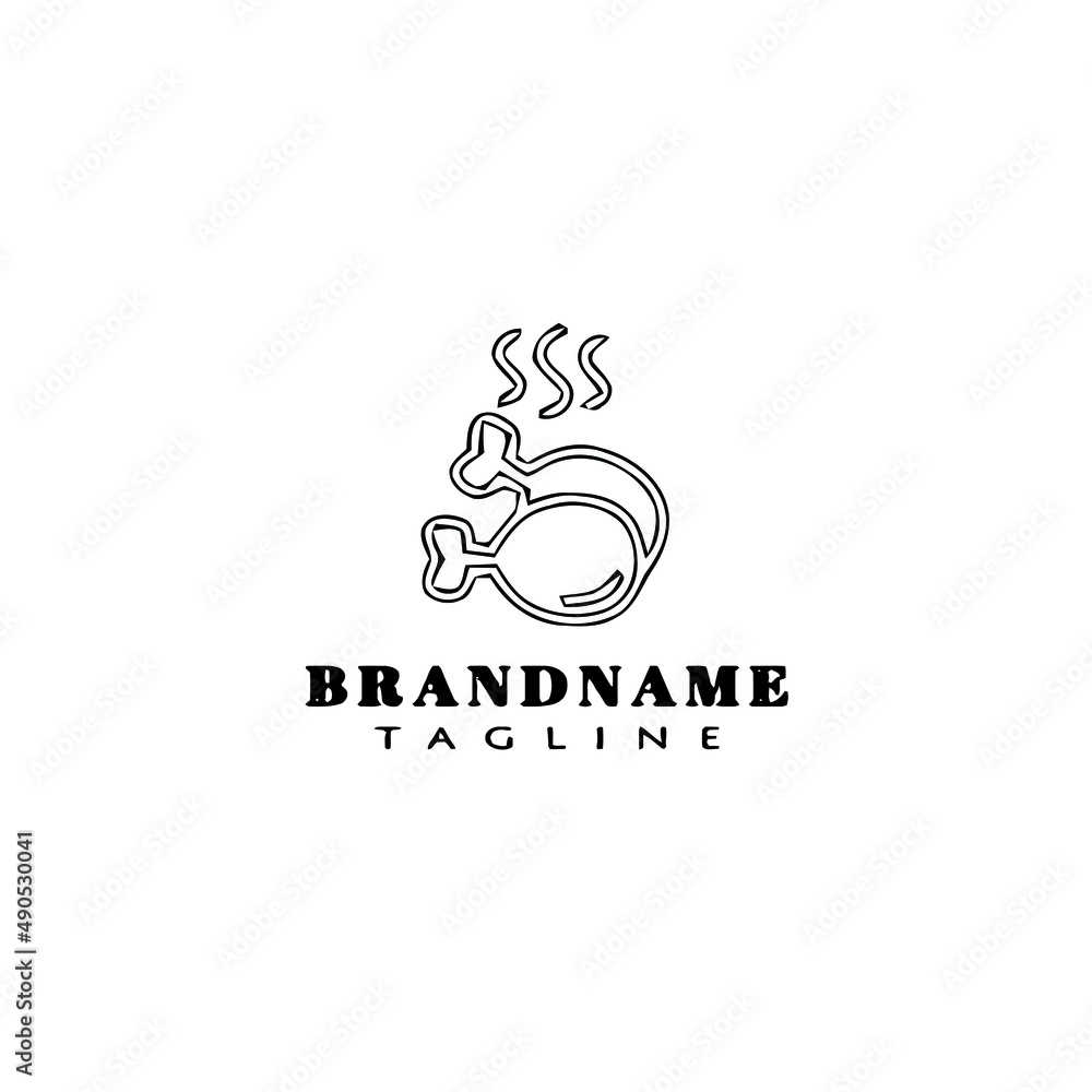Fototapeta premium buffalo wings logo cartoon design icon template black isolated vector