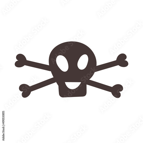 Pirate Skull doodle illustration nautical sea ocean marine Hand drawn nursery baby scandinavian style, kids clipart naive art