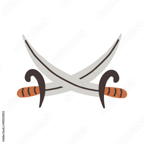 Pirate swords Doodle illustration Hand drawn nursery baby scandinavian style, kids clipart naive art