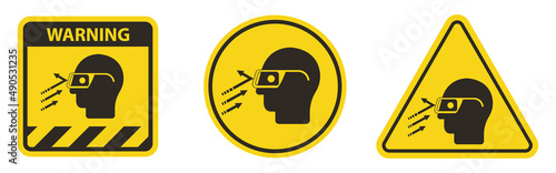 Flying Debris Wear Safety Glasses Symbol Sign Isolate on White Background,Vector Illustration