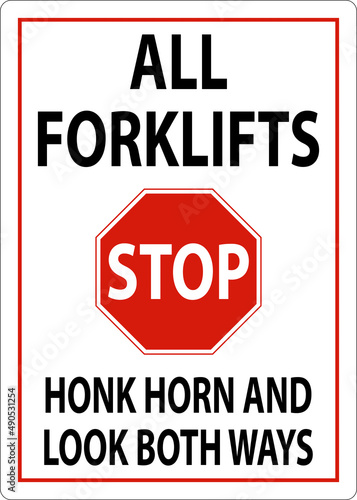 Honk Horn and Look Both Ways Sign On White Background