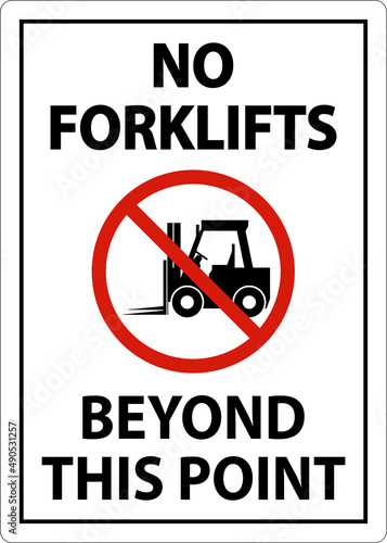 No Forklifts Beyond This Point Sign On White Background
