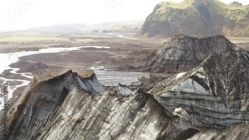 Aerial View Of Rugged Volcanic Mountains At Katla Volcano In Southern Iceland. photo