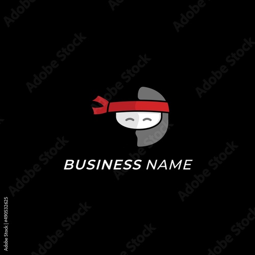 design logo negative space head ninja