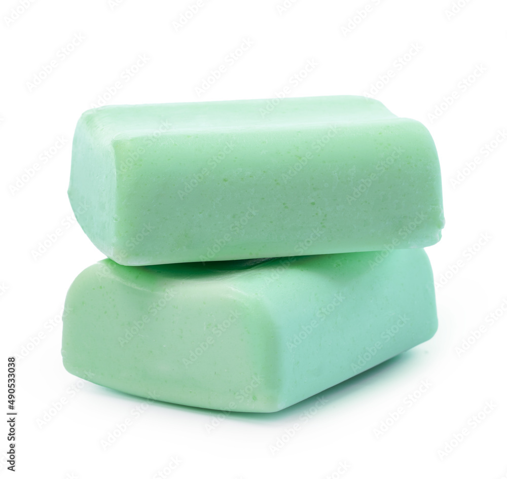 Green soap bars isolated on white background. Green soap bars isolated on white background.