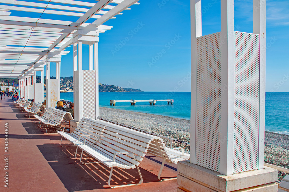 Fototapeta premium Promenade des Anglais in Nice, city on the Cote d'Azur, French Mediterranean coast. France