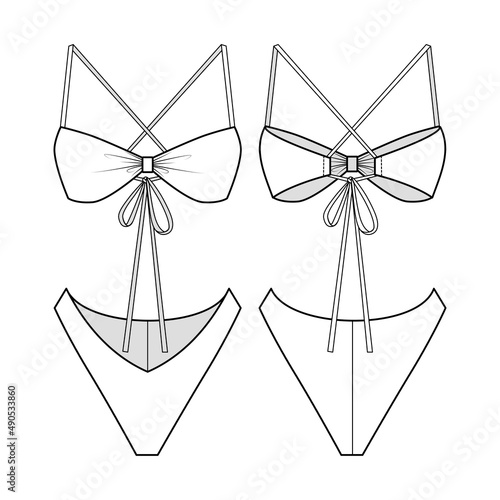 Fashion technical drawing of bikini