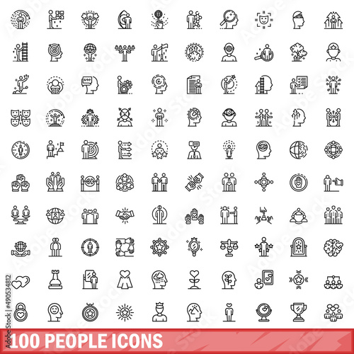 100 people icons set. Outline illustration of 100 people icons vector set isolated on white background