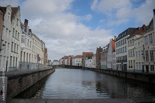 Walking in Bruges center viewing the river