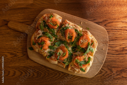 Pizza with salmon on roman ...