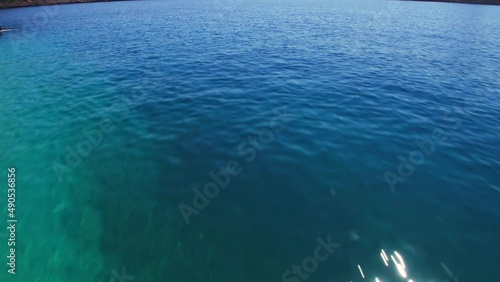 Aerial wide angle view of Kaputas Turquoise Sea - Fly low above sea level, ascend and reveal the environment
