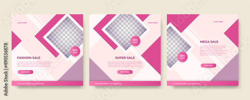 Fashion sale social media post or web banner template design with abstract luxury background, logo and icon. Summer or winter modern style woman dress business online marketing poster flyer.