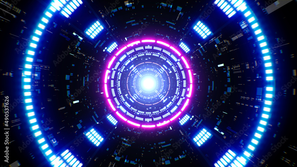 Glowing Digital Cyberspace Tunnel Background Glowing Digital Cyberspace Tunnel Background
