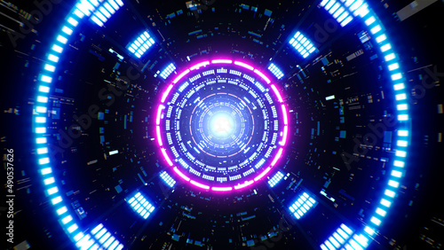 Glowing Digital Cyberspace Tunnel Background