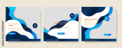 Modern universal social media post template. Web banner, flyer or poster for ads offer sale promotion marketing. Design for travel, business, food menu, fashion, creative digital agency.