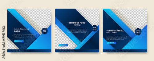 Modern universal social media post template. Web banner, flyer or poster for ads offer sale promotion marketing. Design for travel, business, food menu, fashion, creative digital agency.