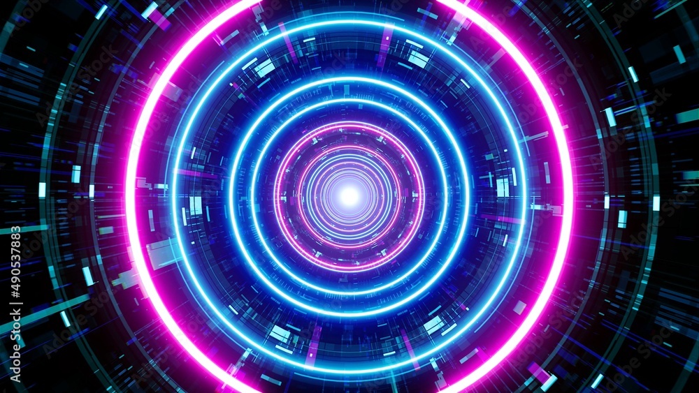 Obraz premium Future Technology Sci Fi Retro Tunnel