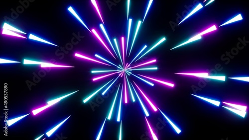 Canvas Print Shining long triangle shaped light particles overlay background