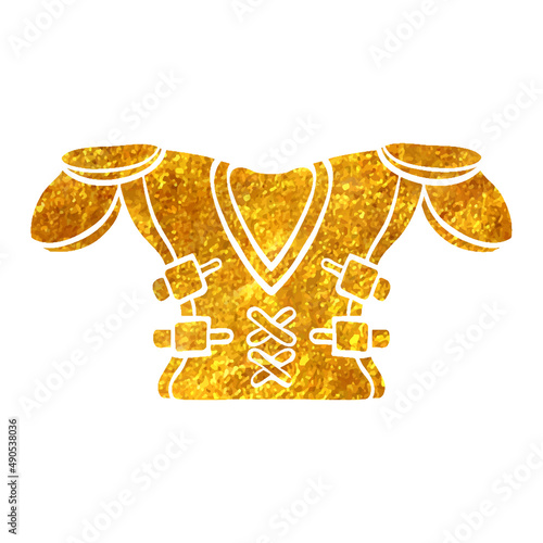 Hand drawn gold foil texture icon Football armor