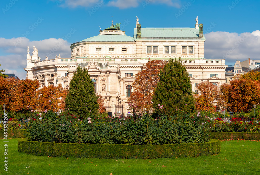 Burgtheater and Volksgarten park in autumn, Vienna, Austria