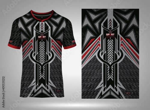 E Sport jersey t-shirt. Soccer jersey mockup for football club. Sport pattern fabric textile. Sport background texture pattern #34