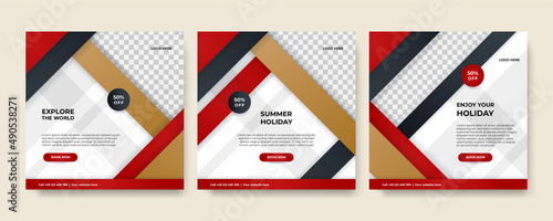 Modern universal social media post template. Web banner, flyer or poster for ads offer sale promotion marketing. Design for travel, business, food menu, fashion, creative digital agency.