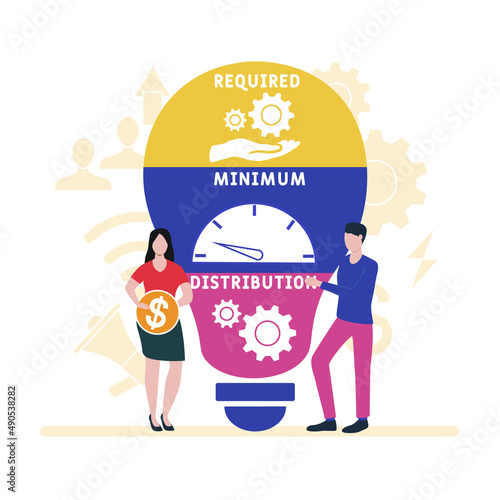RMD - Required Minimum Distribution acronym. business concept background. vector illustration concept with keywords and icons. lettering illustration with icons for web banner, flyer, landing pag