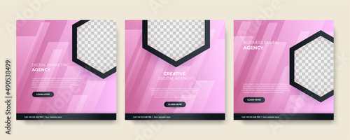 Modern universal social media post template. Web banner, flyer or poster for ads offer sale promotion marketing. Design for travel, business, food menu, fashion, creative digital agency.