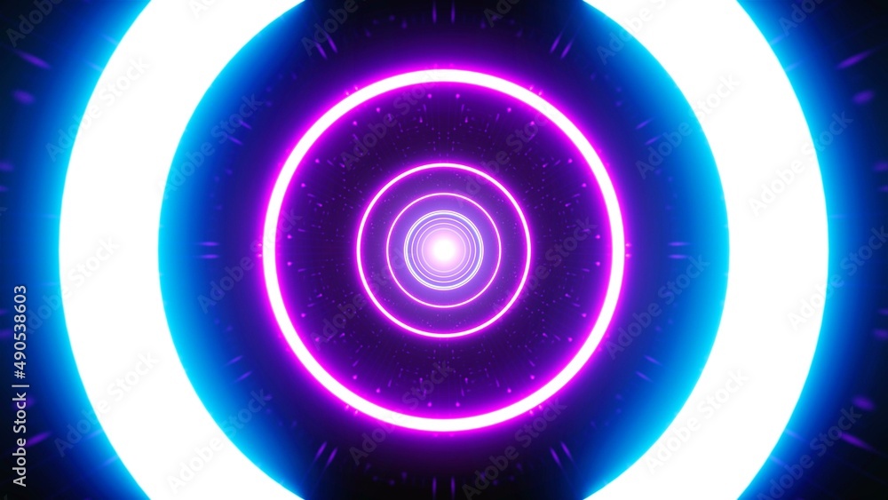 Disco Style Neon Concentric Circle Light Wave Effect Background Disco Style Neon Concentric Circle Light Wave Effect Background