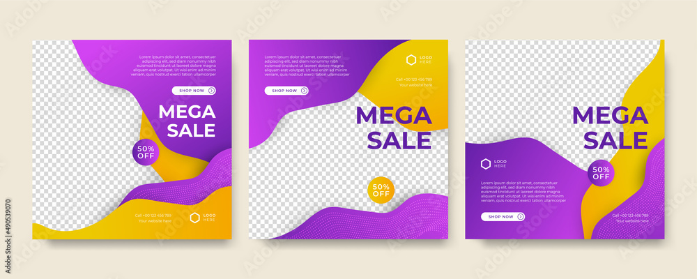 Fashion sale social media post or web banner template design with abstract luxury background, logo and icon. Summer or winter modern style woman dress business online marketing poster flyer.