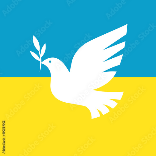 Dove of peace . Flying bird with olive branch	