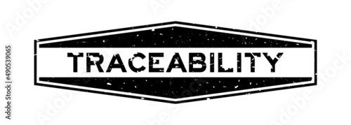 Grunge black traceability word hexagon rubber seal stamp on white background
