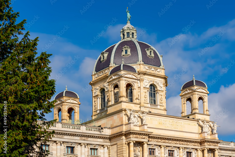 Dome of Natural History Museum on Maria Theresa square in Vienna, Austria