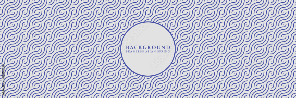 Asian background motif in oriental geometric style. White blue seamless pattern for wrapping, banner, fabric, texture. Japanese vector spring clouds and ocean ornament.