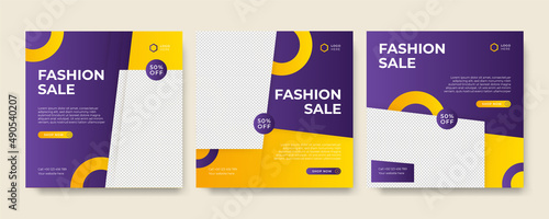 Modern universal social media post template. Web banner, flyer or poster for ads offer sale promotion marketing. Design for travel, business, food menu, fashion, creative digital agency.